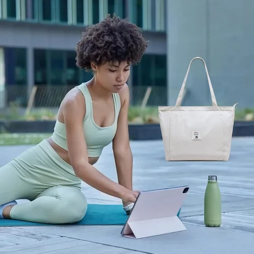 Vista 6 de Bolsas de yoga WLLWOO WLLWOO para mujeres con porta-mats de yoga, bolsa de lona para llevar, para pilates, para el hombro, para viajes, oficina