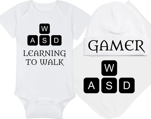 Vista 31 de Learning To Walk WASD - Gaming Baby Onesie - Hat - Blanket - Bib Package Combinations