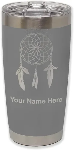 Vista 33 de LaserGram Vaso aislado al vacío de 20 onzas, atrapasueños, grabado personalizado incluido (negro) Engraved Gift, Vacuum Insulated Stainless Steel