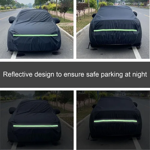 Vista 7 de Funda para automóvil compatible con Dacia Duster Logan Mcv Sandero para exteriores, 100% impermeable, resistente al viento, a prueba de polvo, Negro