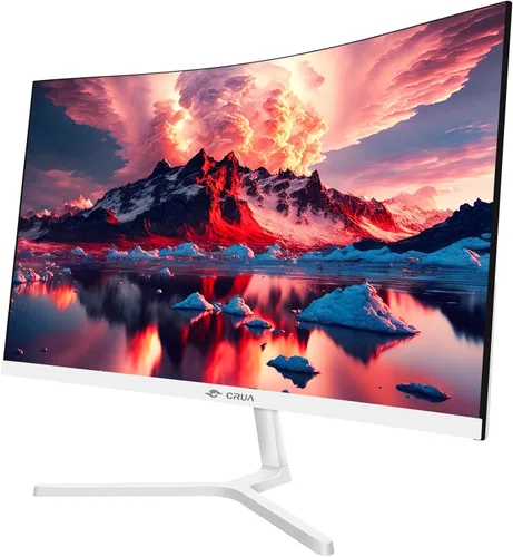 Vista 2 de CRUA Monitor curvo de 24 pulgadas, FHD (1920 × 1080P) 100HZ 120% sRGB, biseles estrechos en tres lados, monitor de PC con filtro de luz azul