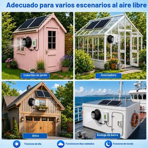 Vista 10 de Solar Exhaust Fan,Solar Power Fan with Battery for Chicken Coop/Shed
