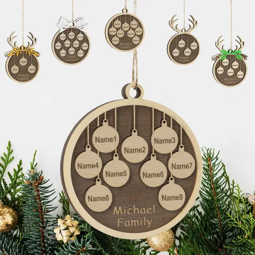 Vista 66 de Adornos de Navidad personalizados familiares de 1, 2, 3, 4, 5, 6, 7, 8, 9, 10, adornos de madera personalizados, decoraciones de Navidad, regalos