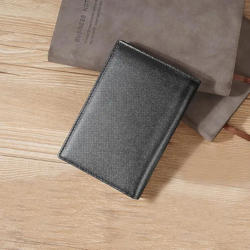 Vista 5 de Polare - Cartera de cuero con bloqueo RFID funcional para pasaporte, Negro -, Cartera con bloqueo RFID
