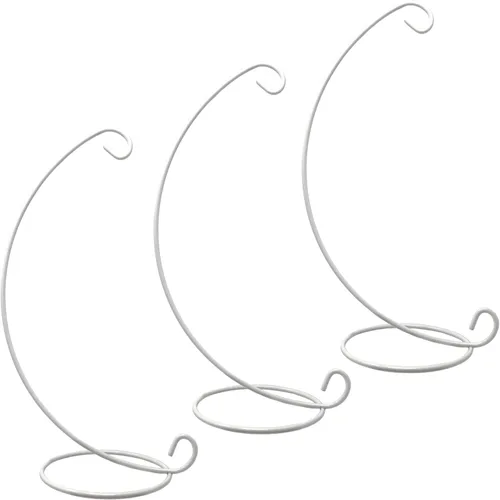 Vista 3 de BANBERRY DESIGNS Soportes de exhibición de adornos de Navidad, metal blanco, juego de 3 soportes para adornos de Navidad, terrario, farol, soportes