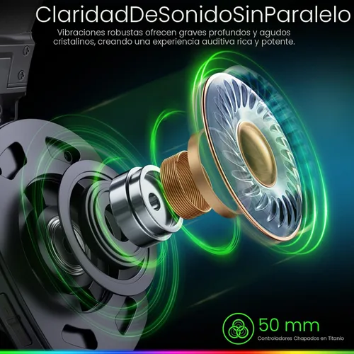 Vista 7 de WESEARY - Auriculares inalámbricos para juegos para PS5, PS4, PC, Switch 20 ms de baja latencia 2.4GHz USB & Bluetooth 5.4 Gaming Headphones