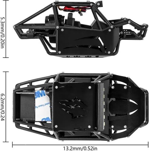 Vista 2 de INJORA Carcasa de Buggy de Roca de Nailon de 45g (1.59 oz) con Paneles Spider de Aluminio para 1/24 RC Crawler Car Axial SCX24 C10 JLU Bronco Base
