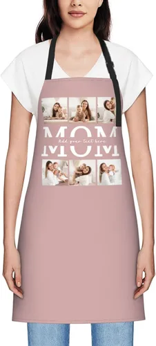 Vista 58 de Delantales personalizados para mujer, diseño de delantal de chef ajustable con nombre, textos, fotos, flores, regalos para el día de la madre