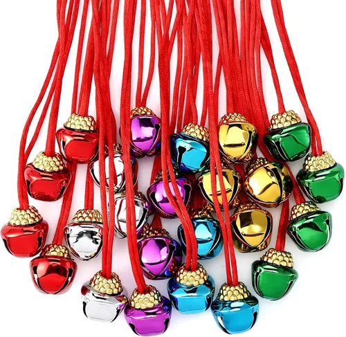 Vista 7 de Gejoy 60 collares de campana de Navidad, decoraciones de campana de Navidad para suministros navideños