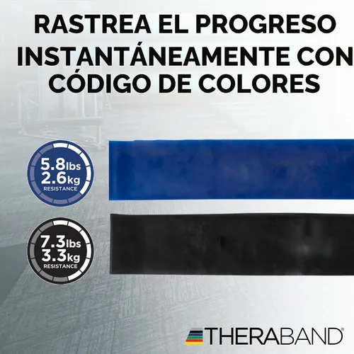 Vista 2 de THERABAND Juego de bandas de resistencia, bandas elásticas para ejercicio y terapia física, entrenamiento de fuerza para fitness superior e inferior
