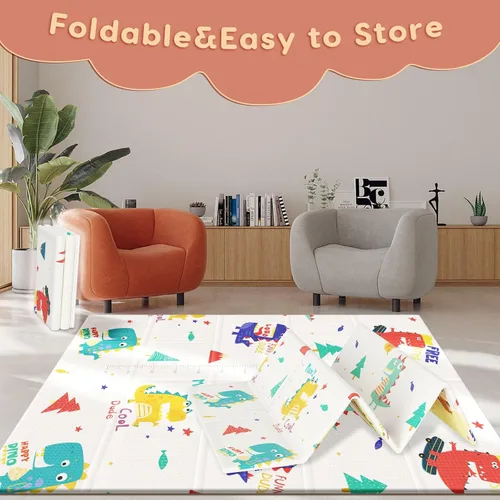 Vista 7 de Fshibila Alfombra de juego para bebé de 74 x 50 pulgadas para piso, tapete de juegos para bebé para corral, tapete grueso y ultrasuave para jugar