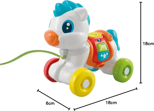 Vista 6 de Clementoni - Baby Pony Sempre con Me Remolque Interactivo, Animal to Tirar, Juego para Motorabilidad, Primeros Pasos, Aprendiendo a Caminar, Niños 6