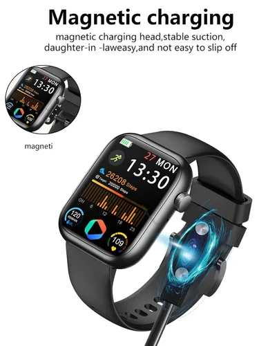 Vista 2 de [Paquete de 2] para Nelpor G104 Multi Sport Smartwatch Cable de carga USB magnético, cargador de cable de 2 pines para reloj inteligente.