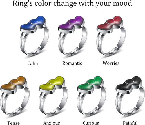 Vista 2 de Hicarer 15 Pieces Mood Rings for Kids Adjustable Mixed Color Changing Mood Rings Gifts for Girls Boys Costume Props Birthday Party Favors and Goodie