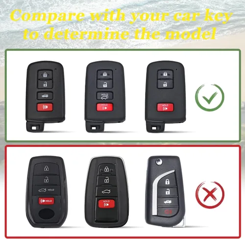 Vista 2 de WJS Funda para llavero de automóvil, compatible con Toyota Avalon Camry Corolla RAV4 Highlander Sequoia 2011-2019 (negro)