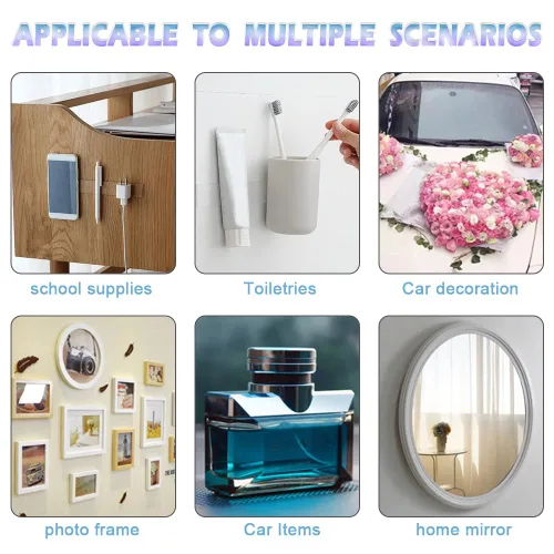 Vista 3 de Huakaile Cinta de montaje transparente de doble cara cuadrada, resistente, almohadillas de gel superadhesivas sin rastro, extraíbles, cinta adhesiva