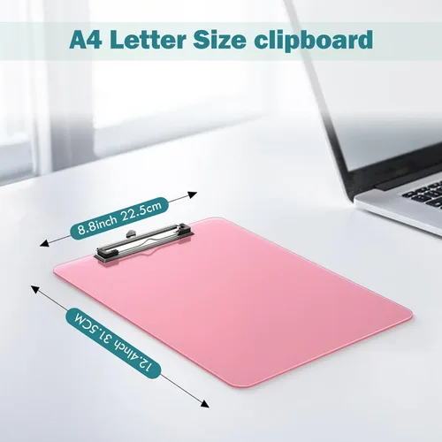 Vista 4 de Paquete de 6 portapapeles de color, tablero de plástico transparente A4 de 8.5 x 11 pulgadas para aula, estudiantes, niños, mujeres, tamaño 9 x 12.5