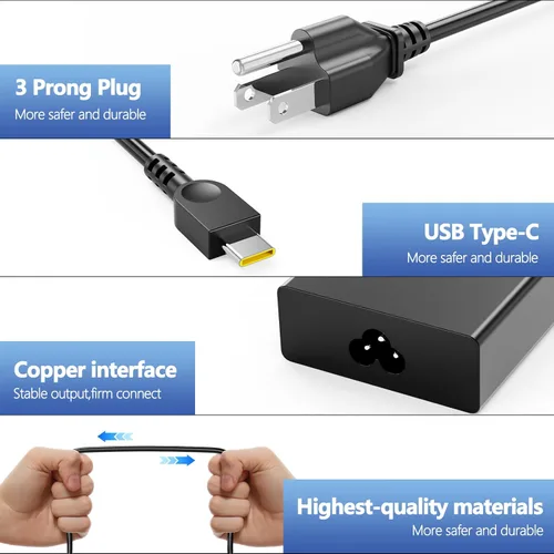 Vista 3 de 100W USB-C PD Charger for Acer Swift Go Swift X TravelMate P4 P6 Adapter