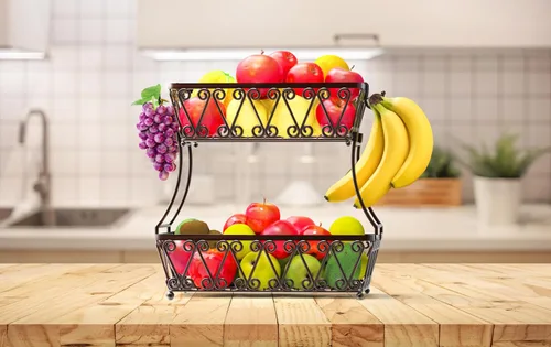 Vista 2 de Simple Houseware - Frutero de 2 niveles para encimera, bronce