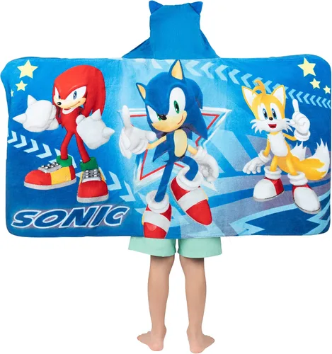 Vista 4 de Franco Sonic The Hedgehog - Toalla con capucha + Sonic The Hedgehog Super Soft Micro Raschel