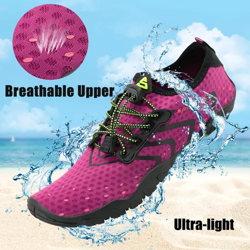 Vista 2 de Joelynne Zapatos de agua para mujeres y hombres, secado rápido, zapatos acuáticos, para playa, natación, deportes, senderismo, buceo, surf