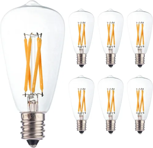 Vista 7 de Paquete de 6 bombillas LED Edison ST38 E12 vintage LED Edison equivalente a 40 W, 10000 horas, 4 W, 2200 K, bombillas de repuesto para lámpara