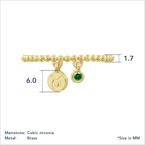 Vista 2 de GEMOUR IM - Anillo de cadena de bola con circonita cúbica de corte redondo chapado en oro