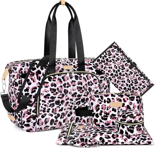 Vista 14 de ITIEZY Bolsa de pañales tipo tote para bebé - Bolsa grande para mamá con cambiador portátil, estuche para chupete, bolsas de hospital, bolsa
