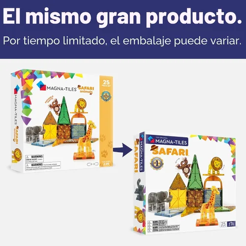 Vista 8 de MAGNA-TILES Safari Animals - Juego de construcción magnética de 25 piezas, la marca original de construcción magnética