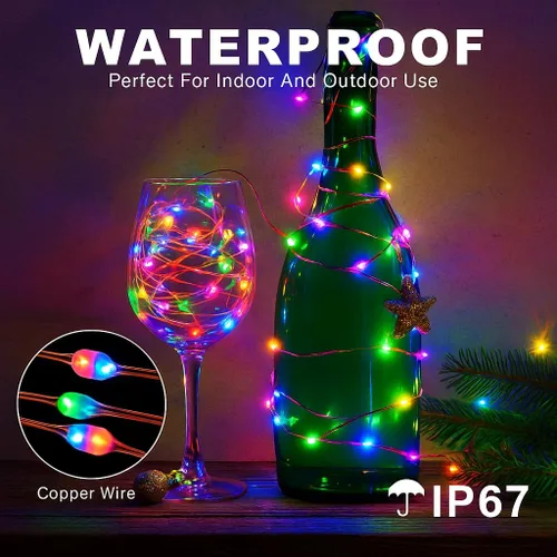 Vista 6 de Fairy Lights 66ft 200 LED USB Twinkle String Light Plug in Silver Wire Lights with Remote and Timer 8 Modes Outdoor Waterproof Starry Lights DIY