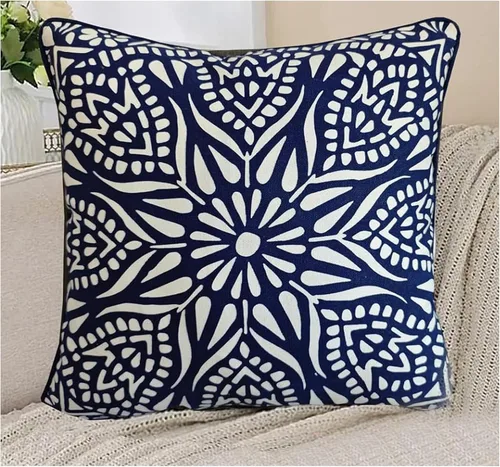 Vista 11 de Funda de almohada decorativa para sofá, funda de almohada Accent Carra, 12 x 24 pulgadas, hexagonal, geométrico, panal de abeja, azul marino