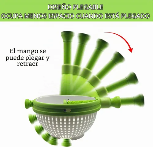Vista 2 de Escurridor de ensalada plegable 3 en 1, colador de ahorro de espacio de 3 cuartos y secadora de verduras, plegable para un fácil almacenamiento