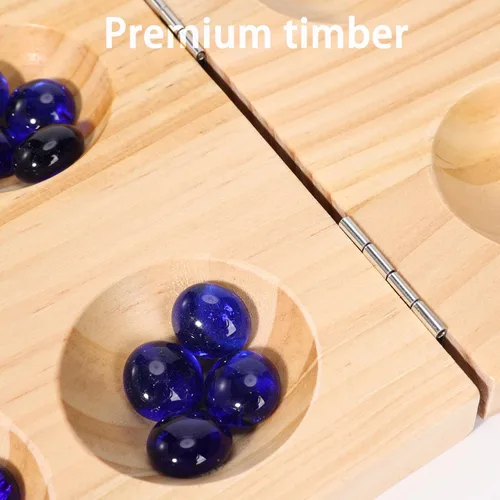 Vista 3 de Juego de mesa de madera Mancala, juego de Mancala de tamaño grande con instrucciones, juego de mesa portátil para viajes para niños y adultos