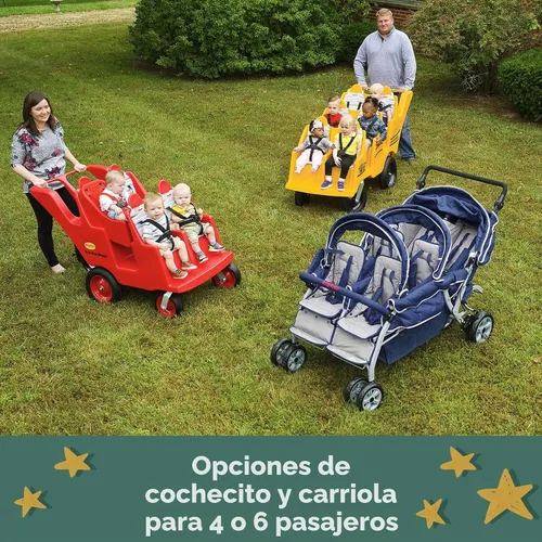 Vista 8 de Children's Factory Cochecito de 4 Pasajeros con Llantas "Fat Tire" que Nunca se Desinflan Bye-Bye Buggy, Cochecito Rojo para Múltiples Pasajeros