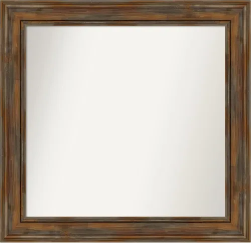 Vista 67 de Amanti Art Espejo de baño marrón para sobre fregadero, 26 x 26 pulgadas, espejo de tocador cuadrado marrón rústico Alexandria, marco de madera