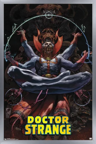 Vista 9 de Trends International Marvel Comics Doctor Strange - Póster de pared meditando, 14.725 x 22.375 pulgadas, versión enmarcada de madera de granero