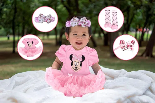 Vista 3 de Baby Rae Clothing 4 in 1 Set ShortallHead BandLegging SocksShoes