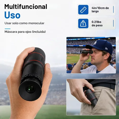 Vista 3 de Lente de zoom teleobjetivo 28X con trípode para iPhone Samsung Android Cámara, HD telescopio monocular con clip para luna, conciertos, vida