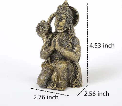 Vista 2 de Estatua hindú del Señor del Dios Volador-Hanuman - Figura mitológica Hanuman para el hogar Templo Mandir Decoración Estatua de mesa