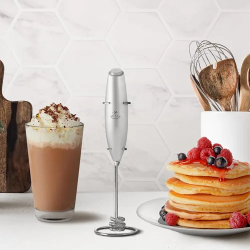 Vista 602 de Zulay Milk Boss Espumador de leche potente manual, hace espuma para latte, batidor para mezclar bebidas, café, miniespumador para capuchino, frappé