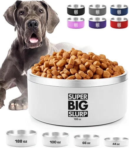 Vista 17 de Tuff Pupper Tazón Aislado de Servicio Pesado para Perros Plato de Comida para Perros de Acero Inoxidable de Doble Pared Tazón Antideslizante a