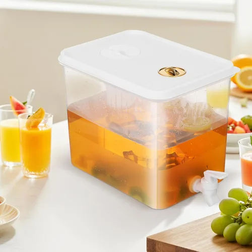 Vista 5 de Dispensador de bebidas para nevera con espita de plástico jugo limonada recipiente de té helado para reuniones familiares y fiestas