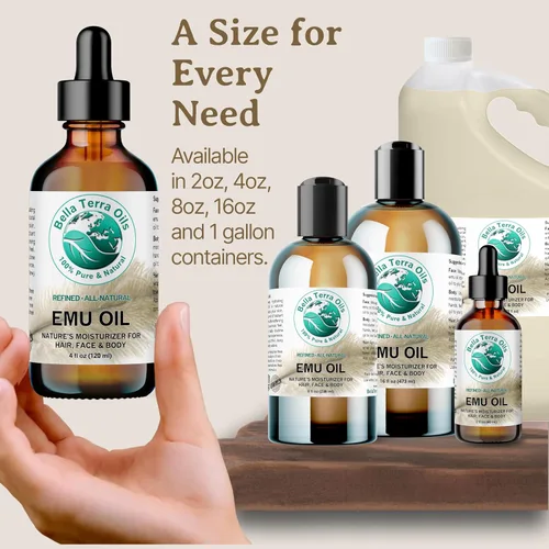 Vista 9 de Bella Terra Oils - Aceite de emú 4 oz - Emu australiano puro genuino, infundido con ácido linoleico y oleico, compañero perfecto para una piel