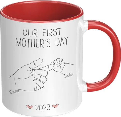 Vista 3 de Taza para el día de la madre para mamá de hija e hijo – Taza de café divertida para la mejor mamá del mundo – Regalo único de cumpleaños para esposa