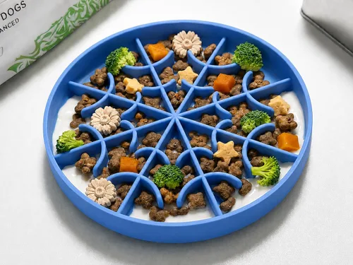 Vista 17 de Cuenco grande de alimentación lenta para perros, bandeja de alimentación de rompecabezas de silicona premium para perros y gatos, cuenco de Cian