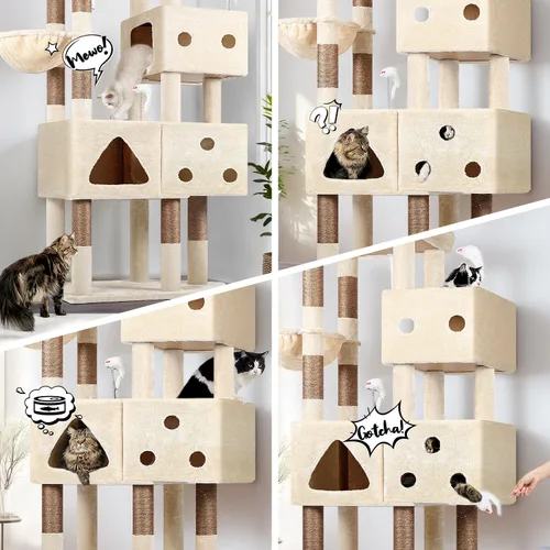 Vista 2 de Globlazer Torre Extra Grande para Gatos, Árbol de Gato de 81 Pulgadas de Altura para Gatos Grandes de 20 Libras, Torre XXL de Rascado para Gatos