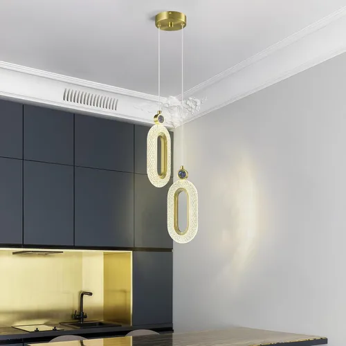 Vista 5 de Iluminación colgante para isla de cocina, luces LED regulables, modernas, doradas, para dormitorio, pasillo, entrada, cocina, isla (2 luces)