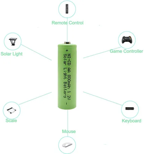 Vista 5 de XUNTU Ni-CD AA 1.2V 800mAh batería recargable Combo con AA Ni-CD 1.2V 600mAh baterías para luces solares