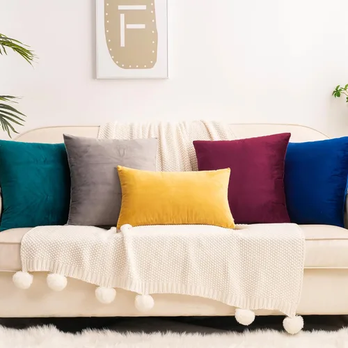 Vista 31 de HWY 50 fundas de almohada decorativas de terciopelo sólido para sofá, sala de estar., Terciopelo, gris, 20x20 pulgadas