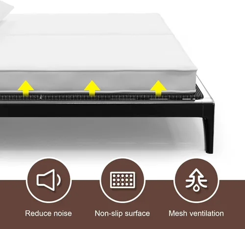 Vista 5 de Caja de resorte plegable, transpirable, minimiza el ruido, resistente a la humedad, soporte de cama de perfil bajo, cama doble grande de 0.394 in